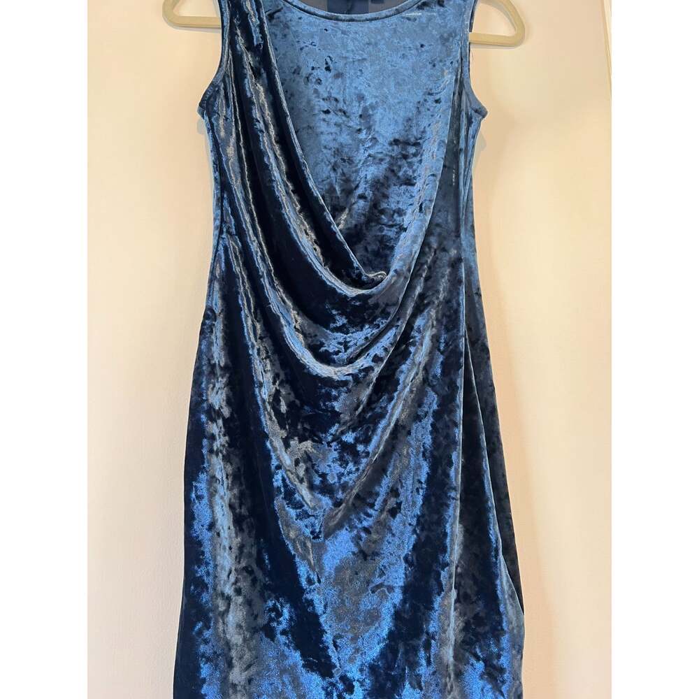 Simply Vera Vera Wang Blue Velvet Sleeveless Mini Dress Womens Petite XS Bodycon - Picture 4 of 9
